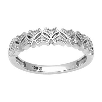 Love Always 10k White Gold Diamond-Accent Art-Deco Anniversary Ring