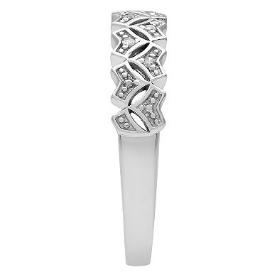 Love Always 10k White Gold Diamond-Accent Art-Deco Anniversary Ring