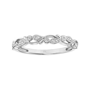 Love Always 10k White Gold Diamond Accent Floral Stackable Anniversary Ring