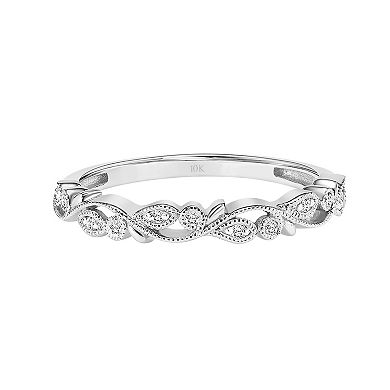 Love Always 10k White Gold Diamond Accent Floral Stackable Anniversary Ring