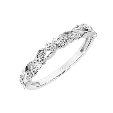 Love Always 10k White Gold Diamond Accent Floral Stackable Anniversary Ring