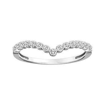 Love Always 10k White Gold 1/6 Carat T.W. Diamond Chevron Anniversary Ring