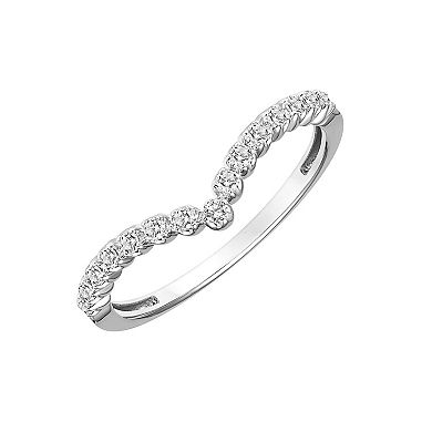 Love Always 10k White Gold 1/6 Carat T.W. Diamond Chevron Anniversary Ring
