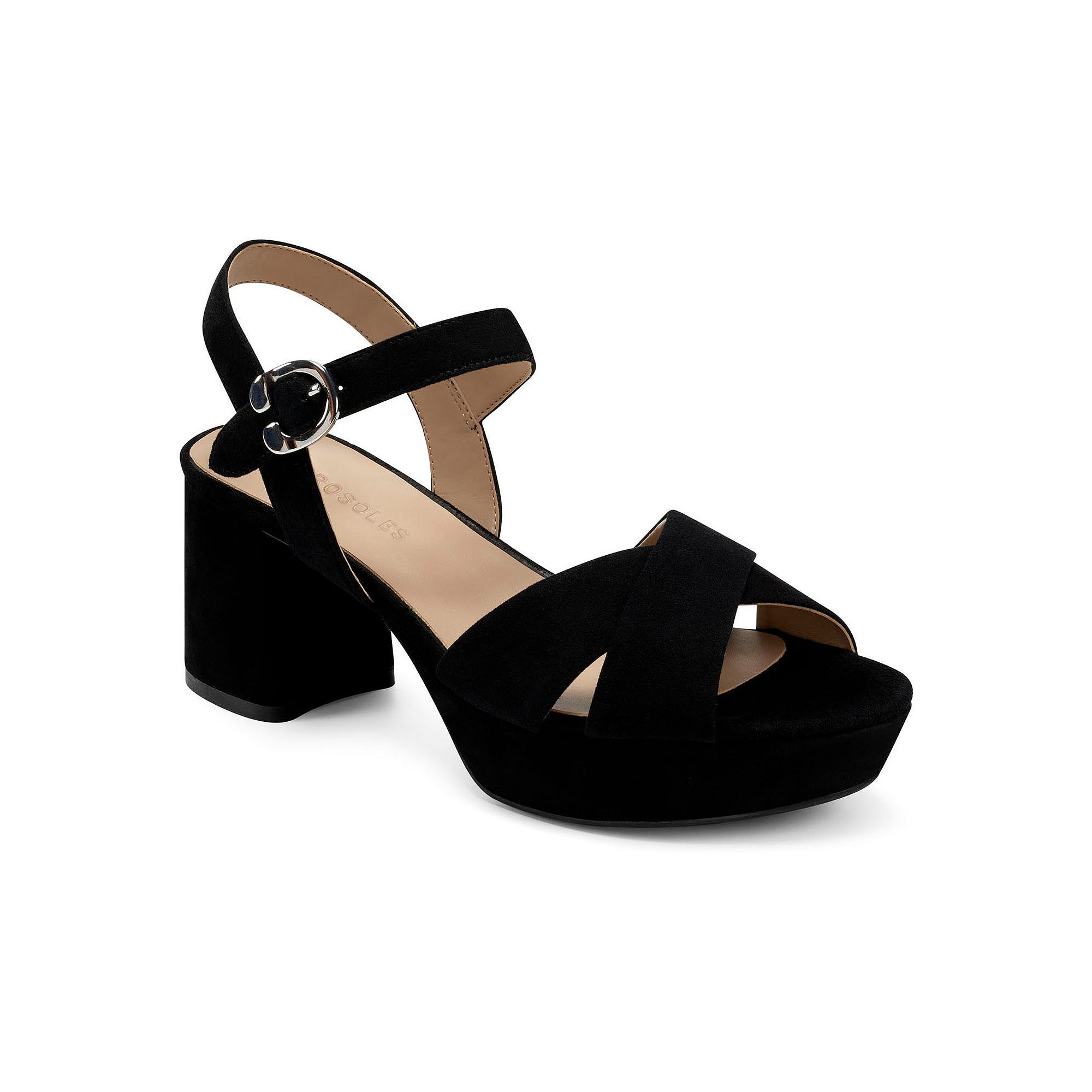 Aerosoles Cosmos Womens Suede Platform Sandals, Size: 5.5 Medium, Black Su