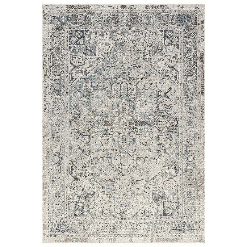 KHL Rugs Kiley Oriental Washable Rug, Blue, 7.5X10 Ft