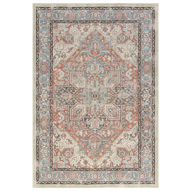 KHL Rugs Kiley Oriental Washable Rug, Orange, 7.5X10 Ft