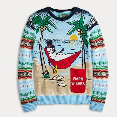 Men's Beach Snowman Holiday Sweater