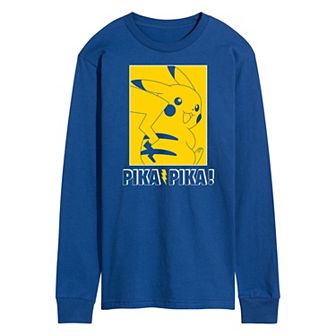 Men's Pokemon Pika Outline Long Sleeve Graphic Tee