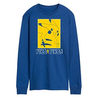 Men's Pokemon Pika Outline Long Sleeve Graphic Tee