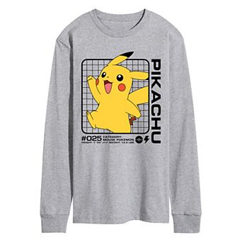 Men's Pokemon Pika Stats Long Sleeve Graphic Tee