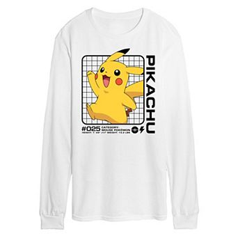 Men's Pokemon Pika Stats Long Sleeve Graphic Tee
