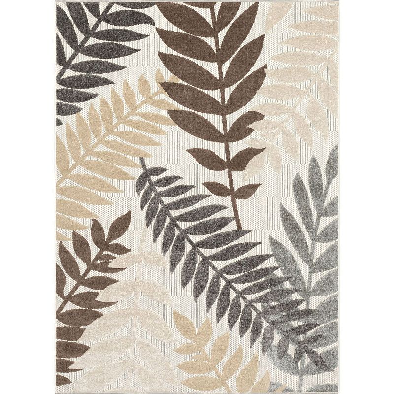 Well Woven Dorado Mariah Modern Floral Indoor Outdoor Area Rug, Beig/Green, 6.5X9.5 Ft