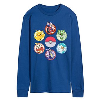 Men's Pokemon Sparkle Badges Long Sleeve Graphic Tee