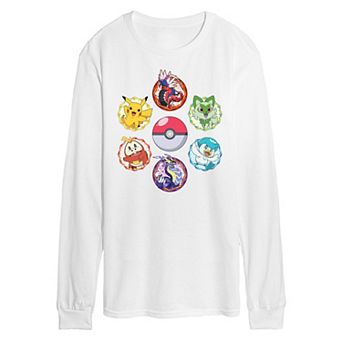Men's Pokemon Sparkle Badges Long Sleeve Graphic Tee