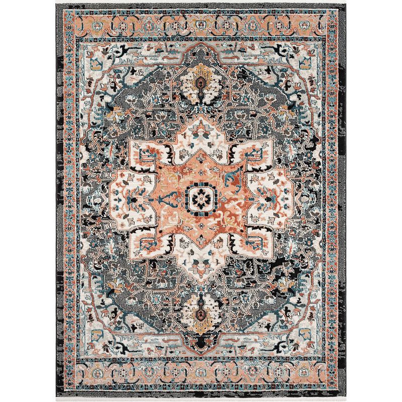 Well Woven Indira Minos Vintage Bohemian Floral Area Rug, Black, 10X13 Ft
