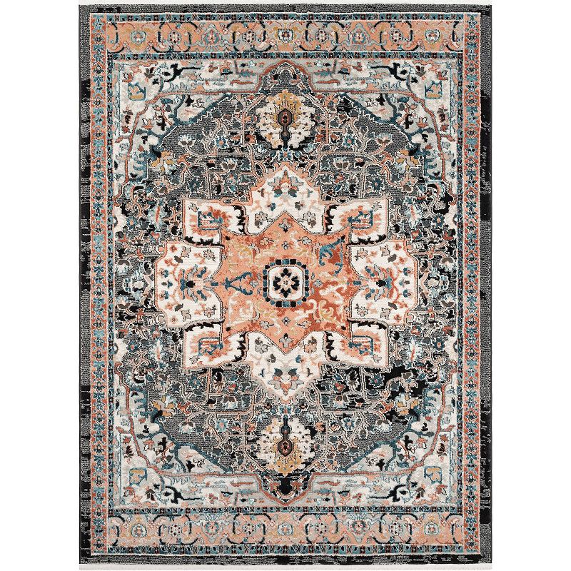 Well Woven Indira Minos Vintage Bohemian Floral Area Rug, Black, 6.5X9.5 Ft