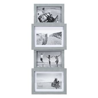 Malden 4-Opening 4" x 6" / 5" x 7" Gray Panel Collage Picture Frame