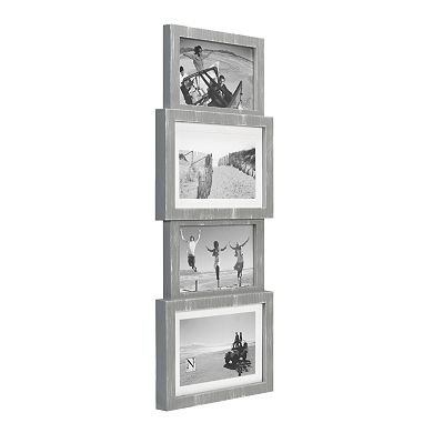 Malden 4-Opening 4" x 6" / 5" x 7" Gray Panel Collage Picture Frame