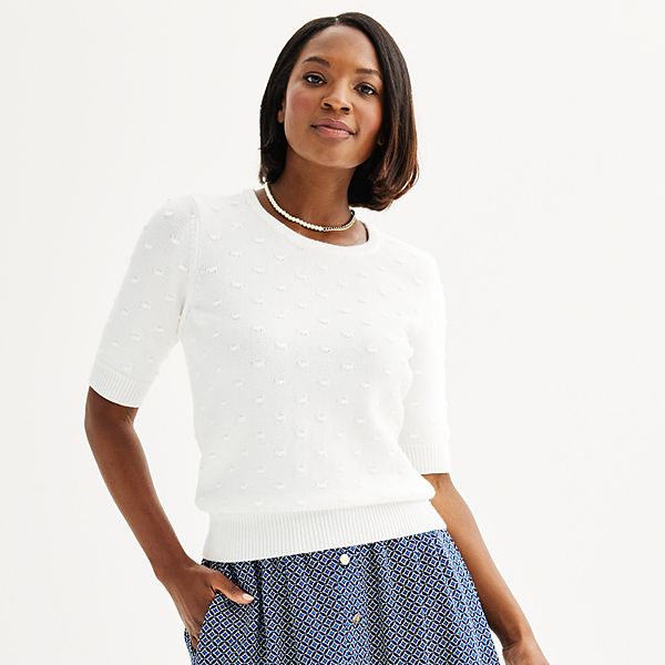 Women's Draper James Textured Bobble Short Sleeve Sweater