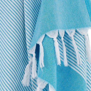 Linum Home Textiles Turkish Aegean Cotton Elegant Thin Stripe Pestemal Beach Towel Set of 2