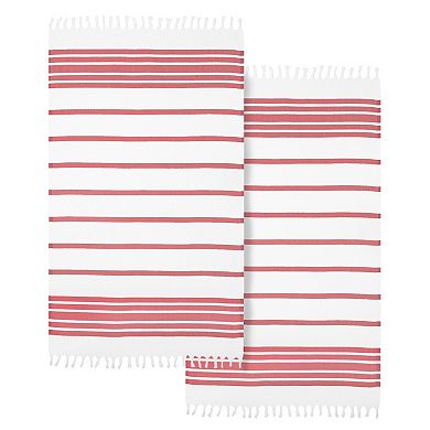 Linum Home Textiles Turkish Cotton Herringbone Pestemal Beach Towel Set of 2