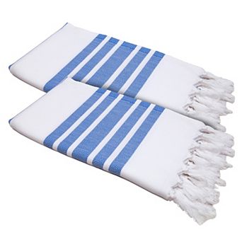 Linum Home Textiles Turkish Cotton Herringbone Pestemal Beach Towel Set of 2