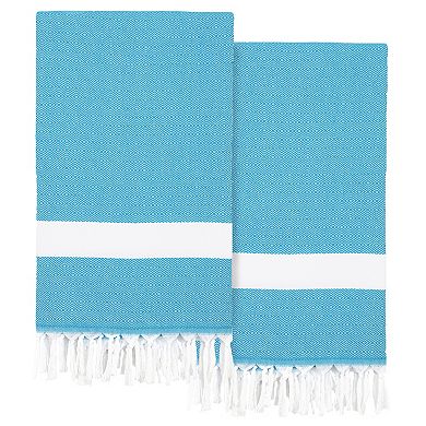 Linum Home Textiles Turkish Cotton Diamond Pestemal Beach Towel Set of 2