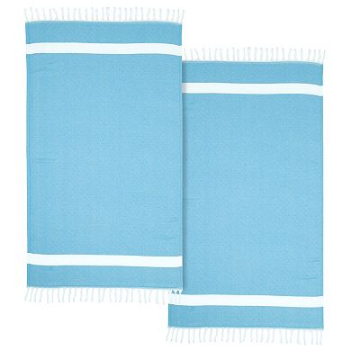 Linum Home Textiles Turkish Cotton Diamond Pestemal Beach Towel Set of 2