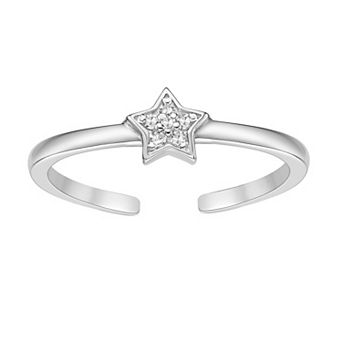 Lila Moon Sterling Silver Diamond Accent Star Toe Ring