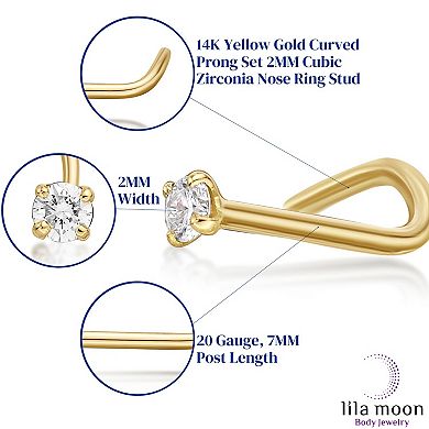 Lila Moon 14k Gold 2 mm Cubic Zirconia Curved Nose Stud