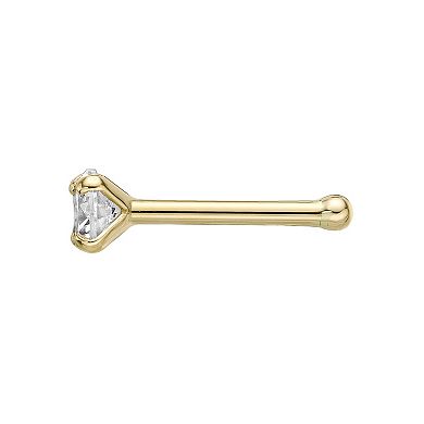 Lila Moon 14k Gold 3 mm Cubic Zirconia Straight Nose Stud