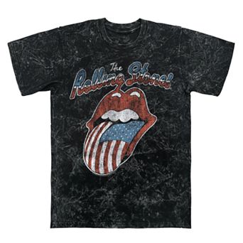 Men's Rolling Stones Tongue USA Vintage Mineral Wash Graphic Tee