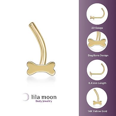 Lila Moon 14k Gold Dog Bone Curved Nose Stud