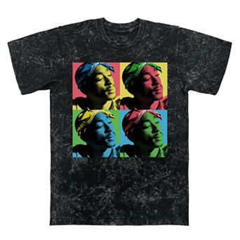 Men's Tupac Shakur Popart Mineral Wash Graphic Tee