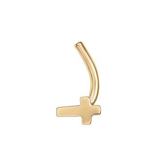 Lila Moon 14k Gold Cross Curved Nose Stud