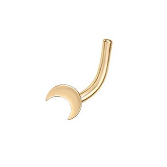 Lila Moon 14k Gold Crescent Moon Curved Nose Ring Stud