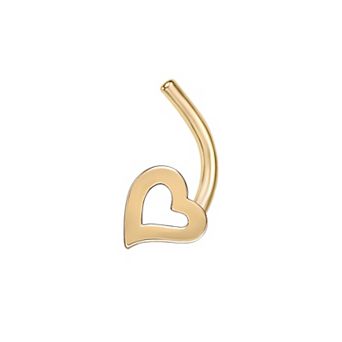 Lila Moon 14k Gold Heart Curved Nose Ring Stud