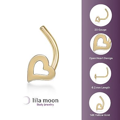Lila Moon 14k Gold Heart Curved Nose Ring Stud