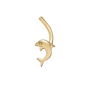 Lila Moon 14k Gold Dolphin Curved Nose Ring Stud