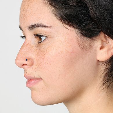 Lila Moon 14k Gold Blue Enamel Raindrop Nose Ring Stud