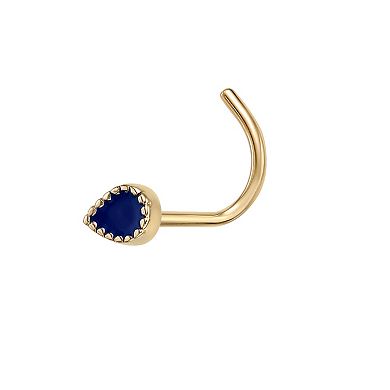Lila Moon 14k Gold Blue Enamel Raindrop Nose Ring Stud