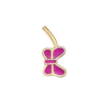 Lila Moon 14k Gold Pink Enamel Butterfly Nose Stud