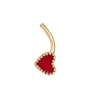 Lila Moon 14k Red Enamel Heart Curve Nose Stud