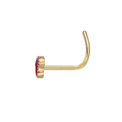 Lila Moon 14k Red Enamel Heart Curve Nose Stud