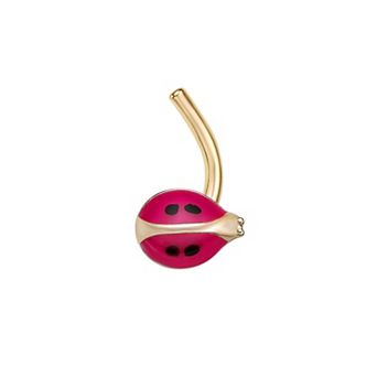 Lila Moon 14k Red Black Enamel Ladybug Curve Nose Stud