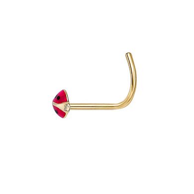 Lila Moon 14k Red Black Enamel Ladybug Curve Nose Stud