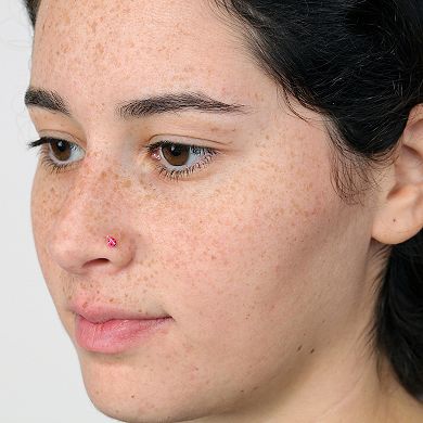 Lila Moon 14k Red Black Enamel Ladybug Curve Nose Stud