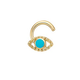 Lila Moon 10k Gold Evil Eye Curved Nose Stud