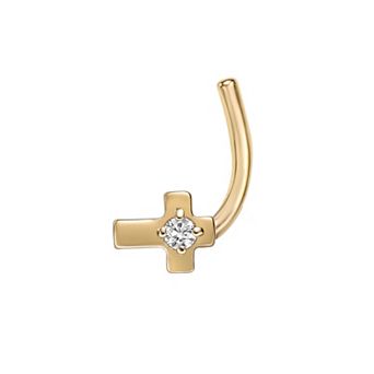 Lila Moon 14k Gold Cross Curve Nose Stud