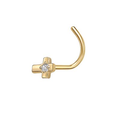Lila Moon 14k Gold Cross Curve Nose Stud